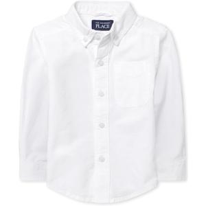 The Children's Place Baby Boys Long Sleeve Oxford Button Down Shirt (9-12 Months, White)