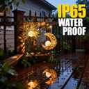 Solar Hanging Sun & Moon Lights Set for Outside,2 Pack Metal Lanterns Pierced Carving Soothing Lamp, Large Decorations for Yard Garden Patio Proch Tree Wall, Christmas Gifts for Women Mom