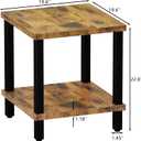 MMEOLUOOK Large End Table Square Side Table Modern Sofa Table 20 Inch Industrial Coffee Table NightStand with 2-Tier Storage Shelf for Living Room Bedroom Rustic Brown MLBZ06R, 19.68 Inches X 19.68 Inches X 22.83 Inches