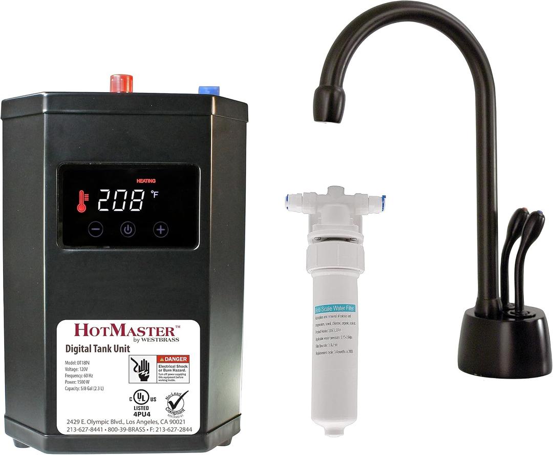Westbrass DT1F272-12 Develosah 9" 2-Handle Instant Hot and Cold Water Dispenser Faucet with HotMaster DigiHot Digital Tank System, Oil Rubbed Bronze