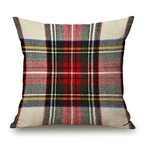 Plaid Pillow Cover 18x18 Inch, Scottish Tartan Red and White Wool Plaid Pattern Symmetric Square Print Double Sided Decorative Pillow Case Throw Pillows Cover