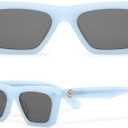 Trendy Sunglasses for Women - Sunglasses Womens with UV protection - Vintage Retro Oval Y2K Fashion Sun Glasses (Nina - Baby Blue)