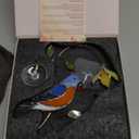 AuroAura Bluebird Flower Stained Glass Window Hanging for Women, Mom, Grandma - Handmade Real Glass Bird Suncatcher - Elegant Gifts Box Home Decor (H7.7xW5.3 inch)