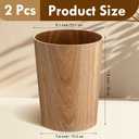 Threehoney 2 Pack 2.3 Gallons Wood Trash Can Wastebasket Natural Wood Round Wastebasket Small Trash Bin for Home, Office Under Desk, Kitchen, Bedroom, Den, Hotel, Room (Willow)