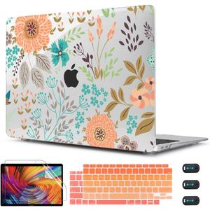 CISSOOK Case for MacBook Air 13 inch 2021 2020 2019 2018 Release Model A2337 M1 A2179 A1932, Orange Flowers Hard Shell Case with Keyboard Cover + Screen Protector for MacBook Air 13" with Touch ID