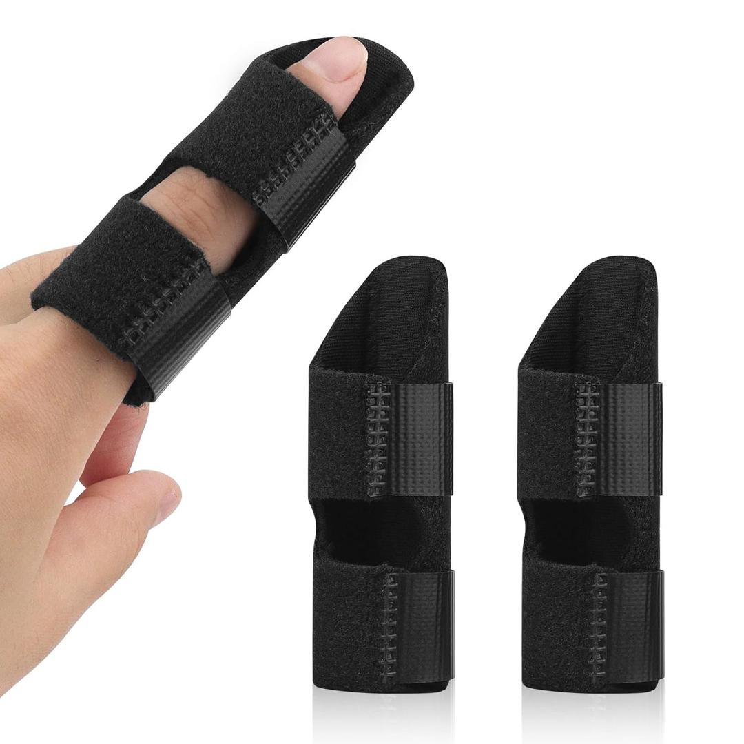 2Pcs Trigger Finger Splint, Adjustable Finger Braces Joint Stabilizer - Mallet Splint & Hand Brace, Arthritis Finger Straightener Fits Thumb, Index, Middle, Ring & Pinky