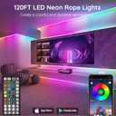 SINLEY Led Neon Rope Lights 120FT,Control with App/Remote,Flexible Led Rope Lights,Multiple Modes,IP68 Outdoor RGB Neon Lights Waterproof,Music Sync Gaming Led Strip Lights for Bedroom Indoor