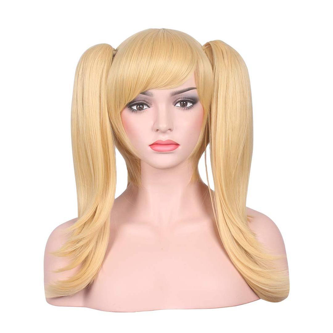 WildCos Short Blonde Cosplay Wig for Women with Two ponytails