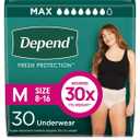 Depend Fresh Protection Adult Diapers, Incontinence & Postpartum Bladder Leak Underwear for Women, Disposable, Maximum, Medium, Blush, 30 Count