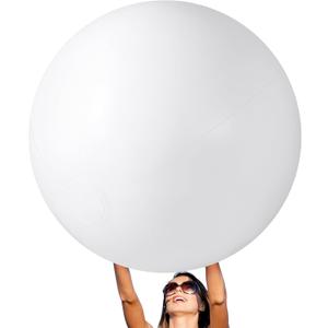 Gemscream 1 Pcs 6.5 Feet Inflatable White Giant Beach Ball Large Inflatable Ball Swimming Pool Party Balls for Summer Beach Massive Swim Decorations Supplies for Water Games Birthday Pool Party