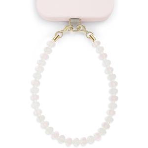 Natural Stone Phone Charm, Beaded Healing Phone Wrist Strap, Handmade Cellphone Chain Lanyard with Tether Tab (Rose Moon)