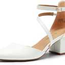 DREAM PAIRS Women's Closed Pointed Toe Low Chunky Heels Pumps Ankle Strap Wedding Business Dressy Shoes, Size 8