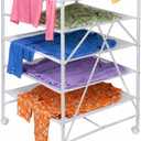 Honey-Can-Do 5-Tier Mesh Laundry Drying Rack with Wheels, Soft Nylon Flat Drying for Sweaters Delicates, Foldable Rolling Clothes Rack, 43 Linear Feet, Holds 30 lbs, White, 40 lbs