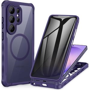 CENHUFO Privacy for Samsung Galaxy S26 Ultra Case, Full Body Phone Case with Built-in 9H Tempered Glass Privacy Screen Protector and Camera Protector, Shockproof Protective Magnetic Cover -Purple