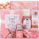 Birthday Gifts for Women Self Care Gift Set, Pink Relaxing Spa Gifts Basket Women Care Package Get Well Soon Gifts, Unique Mothers Day Presents for Mom Her Wife Sister Grandma, Thinking of You Gifts