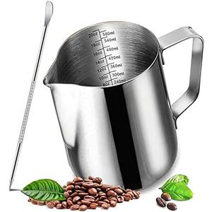 20 oz Milk Frothing Pitcher, 304 stainless steel 600ml milk can coffee frothing cup with art deco pen milk jug coffee cup used to make cappuccino latte