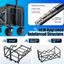 Collapsible Wagon Cart Foldable with Wheels - 280LBS Large Heavy Duty Folding Utility Wagon with All-Terrain Wheels & Brakes for Shopping Garden Beach Camping, 2 Drink Holders/Lightweight/Black
