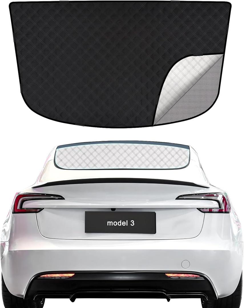 ZATOOTO Rear Windshield Sunshade for 2021-2024 Tesla Model 3 Rear Windshield Sunshield Double Layer Design for Sunshade and Privacy Offer Great Visibility Sun Blocker Back Window Sunshade for Model 3