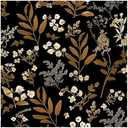 Peel and Stick Wallpaper Black Floral Wallpaper Vintage Contact Paper Gold Leaf 17.3''×78.8'' Self Adhesive Wall Paper Removable Boho Wallpapers Decorative for Bedroom Bathroom Cabinets Decor Vinyl