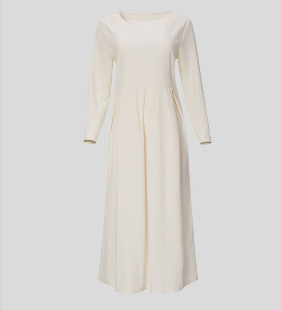 Midi Casual Linen-Feel Dress.L