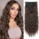 Hair Extensions, REECHO 9PCS Clip in Hair Extensions 24" Thick Long Mini Mermaid Wave Luxurious Lightweight Japanese Technology HYOUITSU Fiber Invisible Soft Lace Weft - HE009 Dark Chocolate Brown