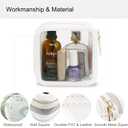 Clear Makeup Bag Travel Size Toiletry Bag Organizer Case Quality PU Leather Transparent Small Cosmetic Bag Car Bag for Essentials with Durable Zipper (White)