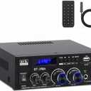 BT-398A Stereo Amplifier Receivers, Bluetooth 5.0 Audio Amp 2.0 Channel 60W+60W Rated Power Mini Speakers Sound Amplifiers Digital Amps w/FM Radio USB SD Card for Home Theater Audio System
