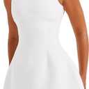 LuFeng Women's Summer Sexy Sleeveless Zipper Mock Neck Slim Fit A-line Mini Dress Bodycon Party Club Dress for Women XL