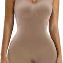 SHAPERX Women's Shaping Mid-Thigh Bodysuit Tummy Control Shapewear Seamless Full Body Shaper (XX-Large-3X-Large)