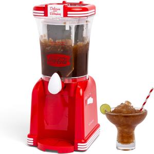 Nostalgia Coca-Cola Frozen Drink Maker and Margarita Machine for Home - 32-Ounce Slushy Maker with Stainless Steel Flow Spout - Easy to Clean and Double Insulated - Red