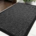 Mibao Front Door Mat, Heavy Duty Durable Welcome Mat for Outdoor Indoor, Dirt Trapper Waterproof Super Absorbent Door Mat for Entryway Outside Patio Porch, 29.5" x 17", Grey