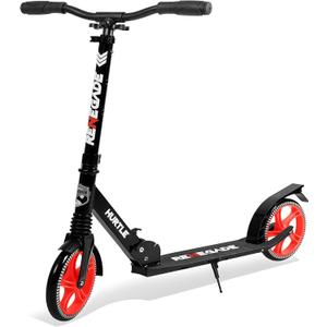 Hurtle Renegade Kick Scooter for Kids, Teenagers & Adults - 2-Wheel Folding Scooter with Adjustable T-Bar Handlebar - Alloy Anti-Slip Deck (Black)