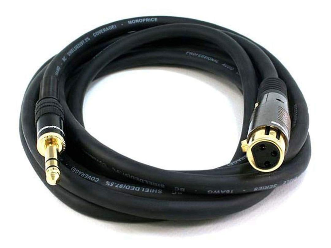 Monoprice 104770 10-Feet Premier Series XLR Female to 1/4-Inch TRS Male 16AWG Cable Black