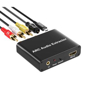 ARC Audio Converter, HDMI ARC to Optical Audio Adapter SPDIF Coaxial and Optical Toslink to Analog 3.5mm Jack and RCA (L/R) Stereo Audio Adapter, for TV Home Cinema HDTV Amplifier
