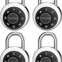 Dial Combination Lock - Padlock for Gym and School - 4 Packs, Black