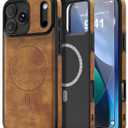Magnetic for iPhone 17 Pro Leather Case, [Compatible with Magsafe] Business Classic Style Shockproof Men WomenProtective Slim fit Phone Cover for iPhone 17 ProBrown