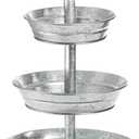 Okllen 3 Tier Serving Tray, Galvanized Metal Cupcake Stand Vintage Dessert Appetizer Stand, Rustic Home and Garden Display Stand for Country Farmhouse, Kitchen, Indoor, Outdoor Use