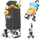 Heavy Duty 3 in 1 Shopping Cart, Foldable Hand Truck with 6 Wheels, 110 lbs Grocery Cart, Portable Utility Dolly, Waterproof Bag for Moving, Camping
