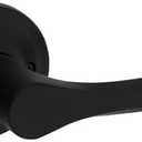 Kwikset Henley Dummy Door Handle, Single Sided Lever for Closets, French Double Doors, and Pantry, Matte Black Non-Turning Reversible Interior Push/Pull Lever, with Microban Protection