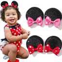 Ayesha Mouse Ears Hair Clips Mouse Ears for Girls Sequin Mouse Bows Barrettes Mice Ears Polka Dot Bows Mouse Hair Accessories for Kids Costume Party 4PCS