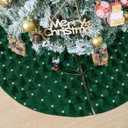 AVOIN colorlife Soft Plush Faux Fur Christmas Tree Skirt 48 Inch, Jacquard Green Xmas Star Pine Trees Winter Holiday Mat Decoration