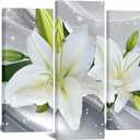 iKNOW FOTO Large 5 Pieces Canvas Wall Art Print Floral Lily Design 60x32 Framed Stretched Artwork Modern Contemporary Flower Painting Home Decor Canvas Prints for Living Room, Bedroom, Office