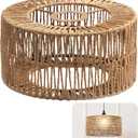 Rattan Lamp Shade,Small Bohemian Wicker Woven Rattan Cylinder Lampshade, Bamboo Paper Handwoven Lamp Cover for Living Rooms,Cafes,Restaurants,Tea Rooms, Easy Installation(9.1 X 9.1 X 3.9 IN)