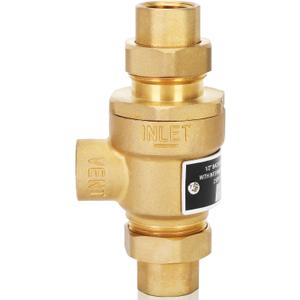 1/2" 9D-M3 Backflow Preventer Brass Dual Check Valve with Intermediate Atmospheric Vent,1/2 Inch,Female Union Inlet and Outlet,190T012,Replacement for Watts