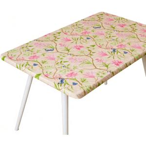 Rectangle Picnic Table Cloth, Elastic Waterproof Fitted Vinyl Tablecloths for 4 Foot Tables, Wipeable Flannel Backed Table Covers for Dining, Camping, Outdoor(Pink Flower,24"x48")