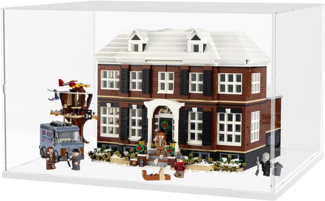 Choowin Acrylic Display Case for Lego Home Alone House 21330 for Lego A Frame Cabin 21338 Avatar Tree of Souls 75574 Thickened Clear Display Cases for Collectibles Assemble Dustproof Box(White Base)
