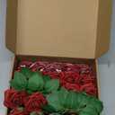 InnoGear Artificial Flowers, 50 Pcs Dark Red Foam Fake Roses Bulk with Stems for Decoration Celebration DIY Wedding Bouquets Centerpieces Bridal Shower Party Christmas Tree