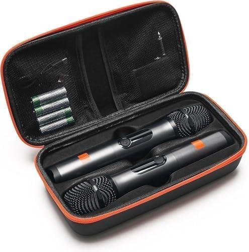 Wireless Microphone Case - Compatible with JBL Wireless Two Microphone System - Handheld Dual Mic Travel Bag for Singing & Karaoke | Waterproof & Dirt Resistant - Black (Box Only)