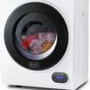 BLACK+DECKER 1.5 Cu. Ft. Compact Dryer, 5.5 lb. Capacity, 850W 120V Vented Electric Drying Machine with Stainless Steel Drum, Portable Dryer for Laundry for Standard Wall Outlet, BCED15, White