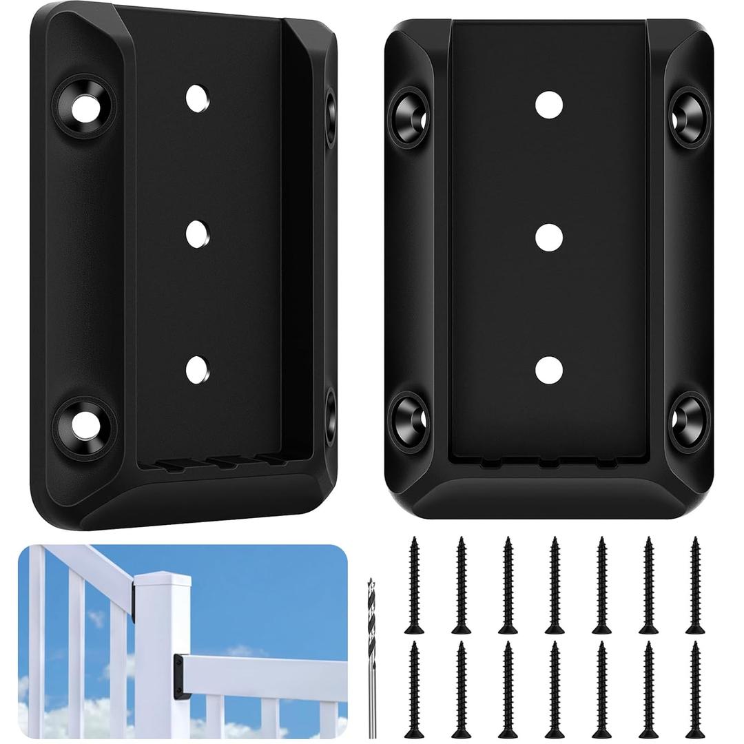 DN Mate 6 PCS Deck Railing Bracket Connectors for 2x4 (Actual 1.5x3.5) Wood Post to Handrail Connection, Stair Railing Connectors with Coated Wood Screws,Drill Bit, Fence Railing Brackets